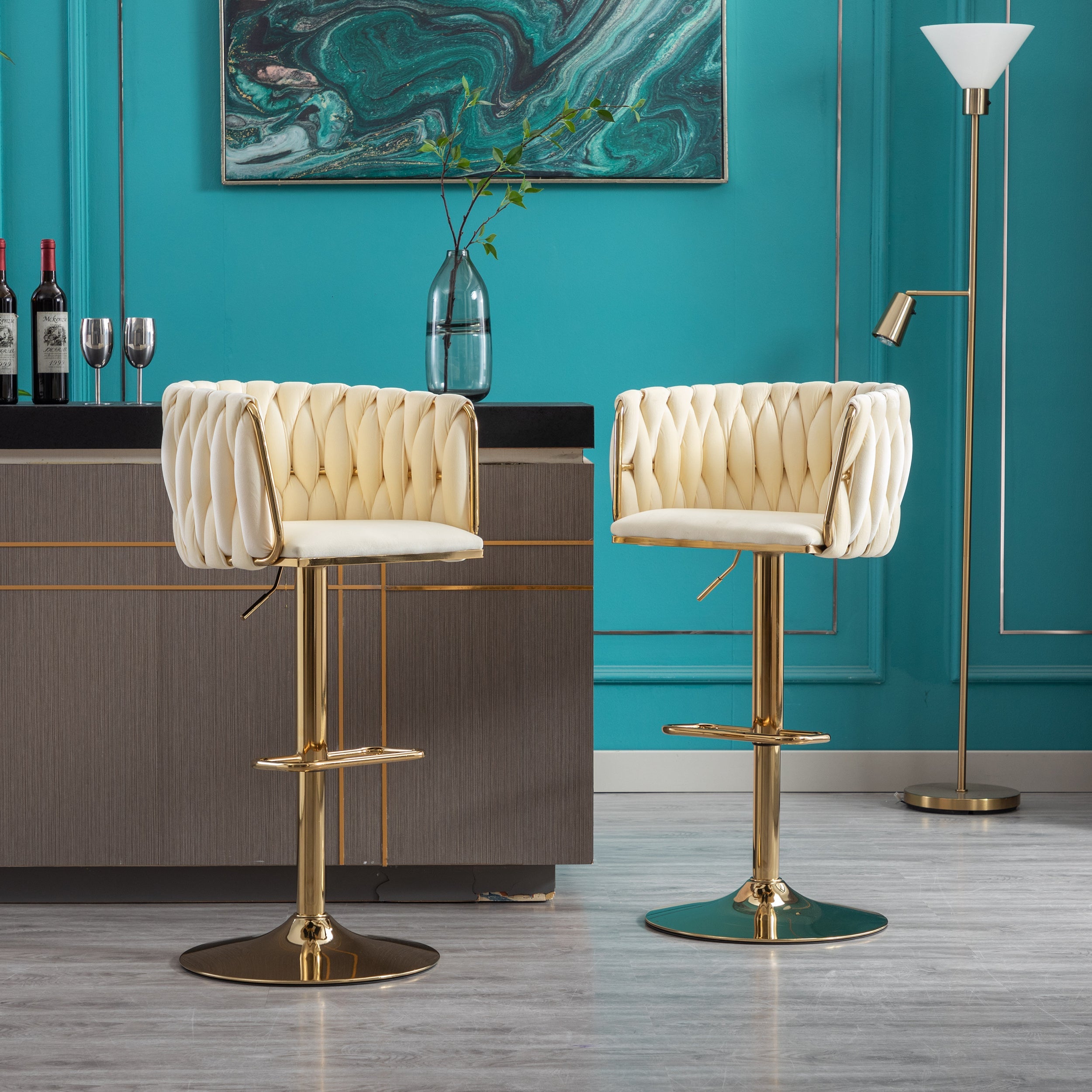 Set of 2 Bar Stools, with Strong Foam Seats