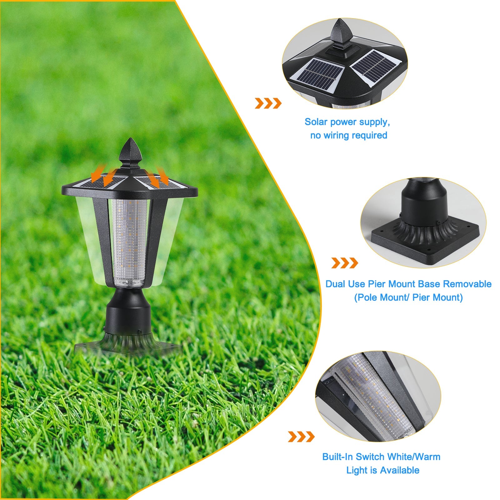 15" Solar Powered Outdoor Lantern