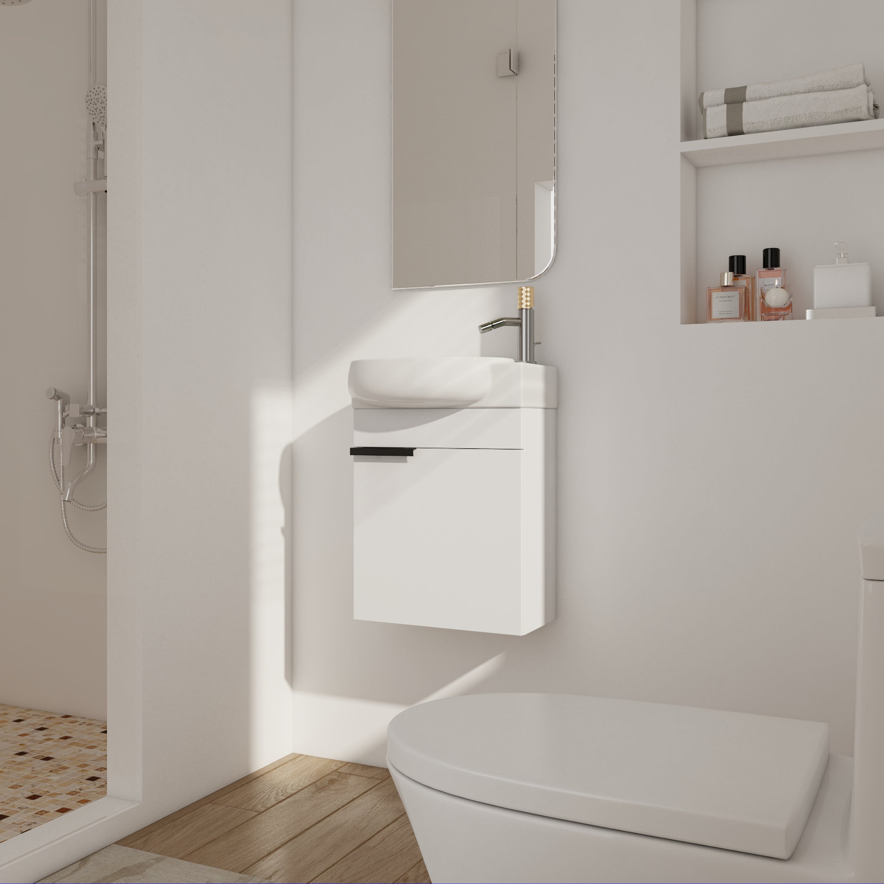 Soft Close Doors Bathroom Vanity With Sink - 16 Inch