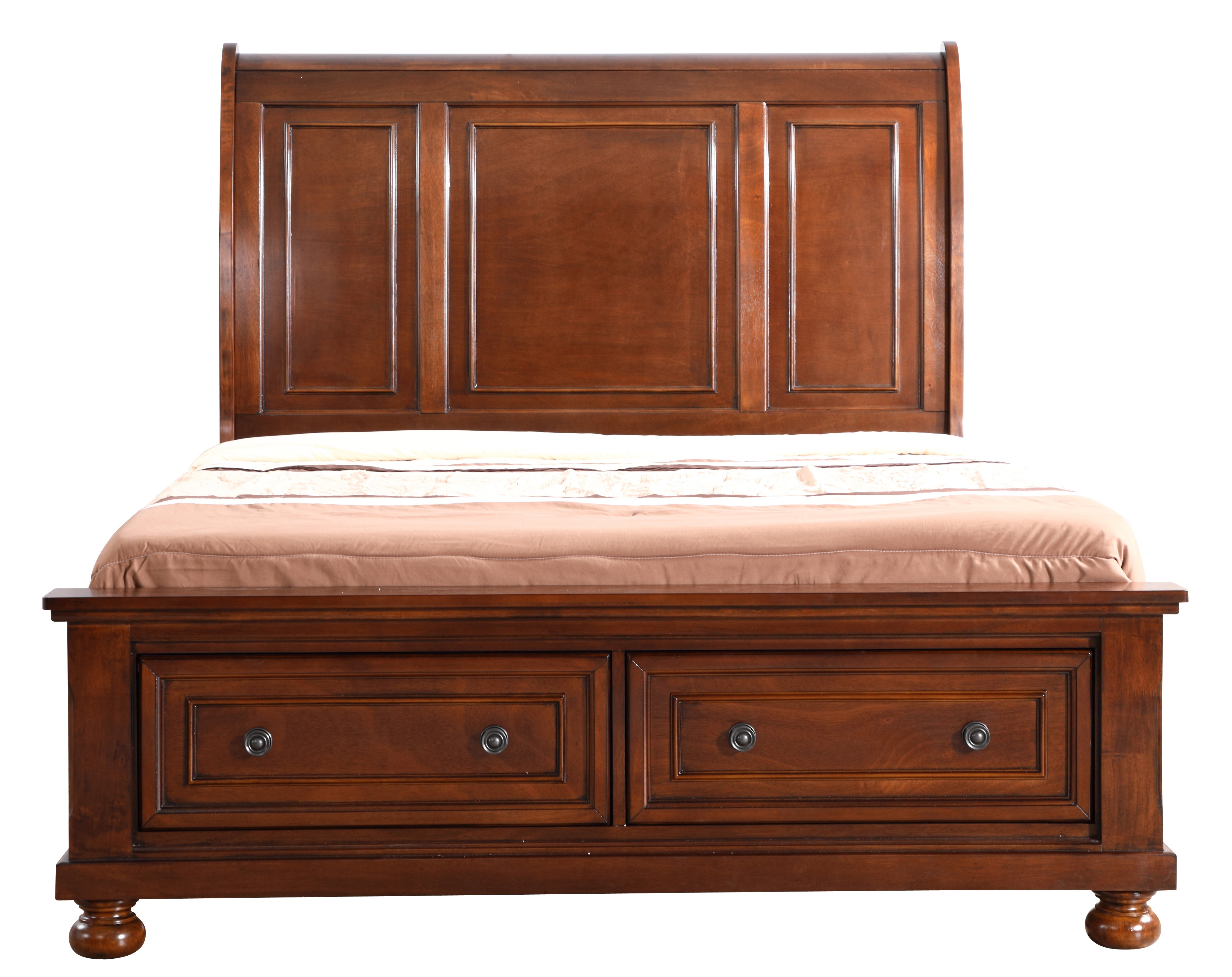 Charming Full Bed In Rich Cherry Finish
