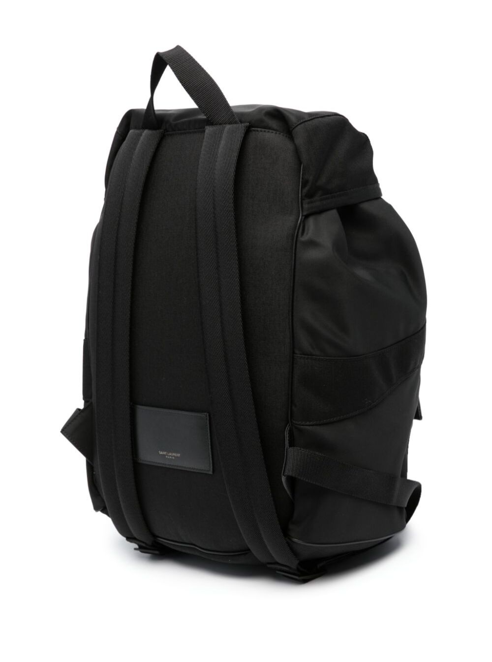 Saint Laurent Men Black Backpack With Tonal Logo Lettering Embroidery In Recycled Nylon Man