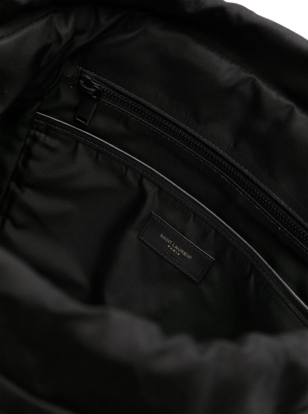 Saint Laurent Men Black Backpack With Tonal Logo Lettering Embroidery In Recycled Nylon Man
