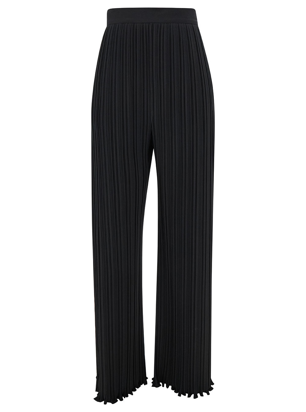 Lanvin Women Black Pleated Pants With Invisible Zip In Crêpe De Chine Woman