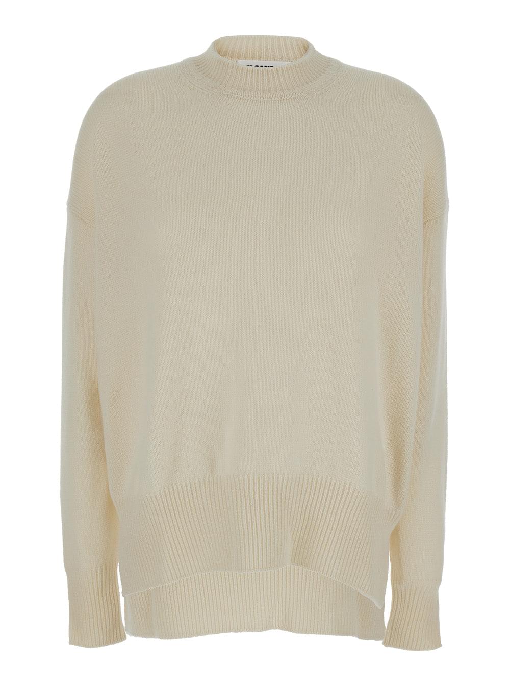 Jil Sander Women Beige Ribbed Pullover In Cashmere Woman