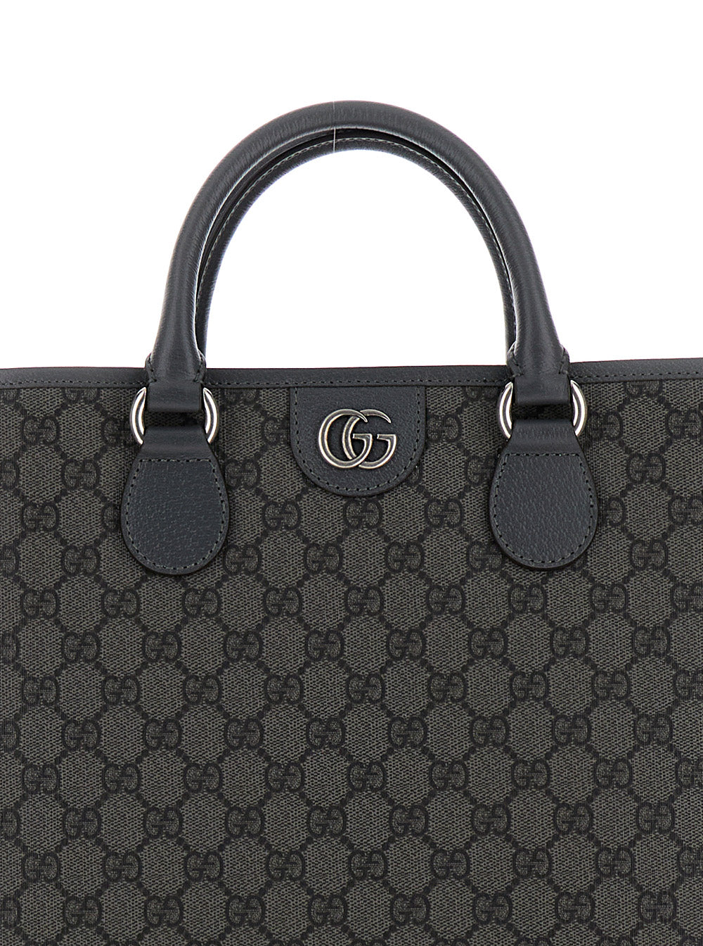 Gucci Men 'Ophidia Gg Media' Black And Grey Tote Bag In Gg Supreme Canvas Man