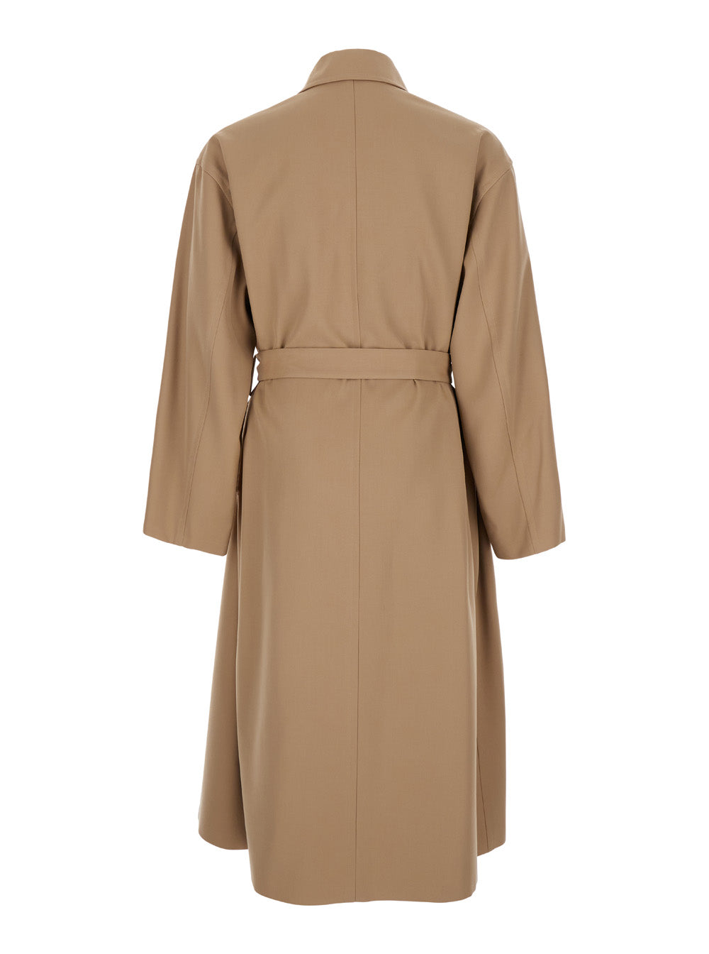 Jil Sander Men Beige Double Breasted Trench With Belt In Wool Man