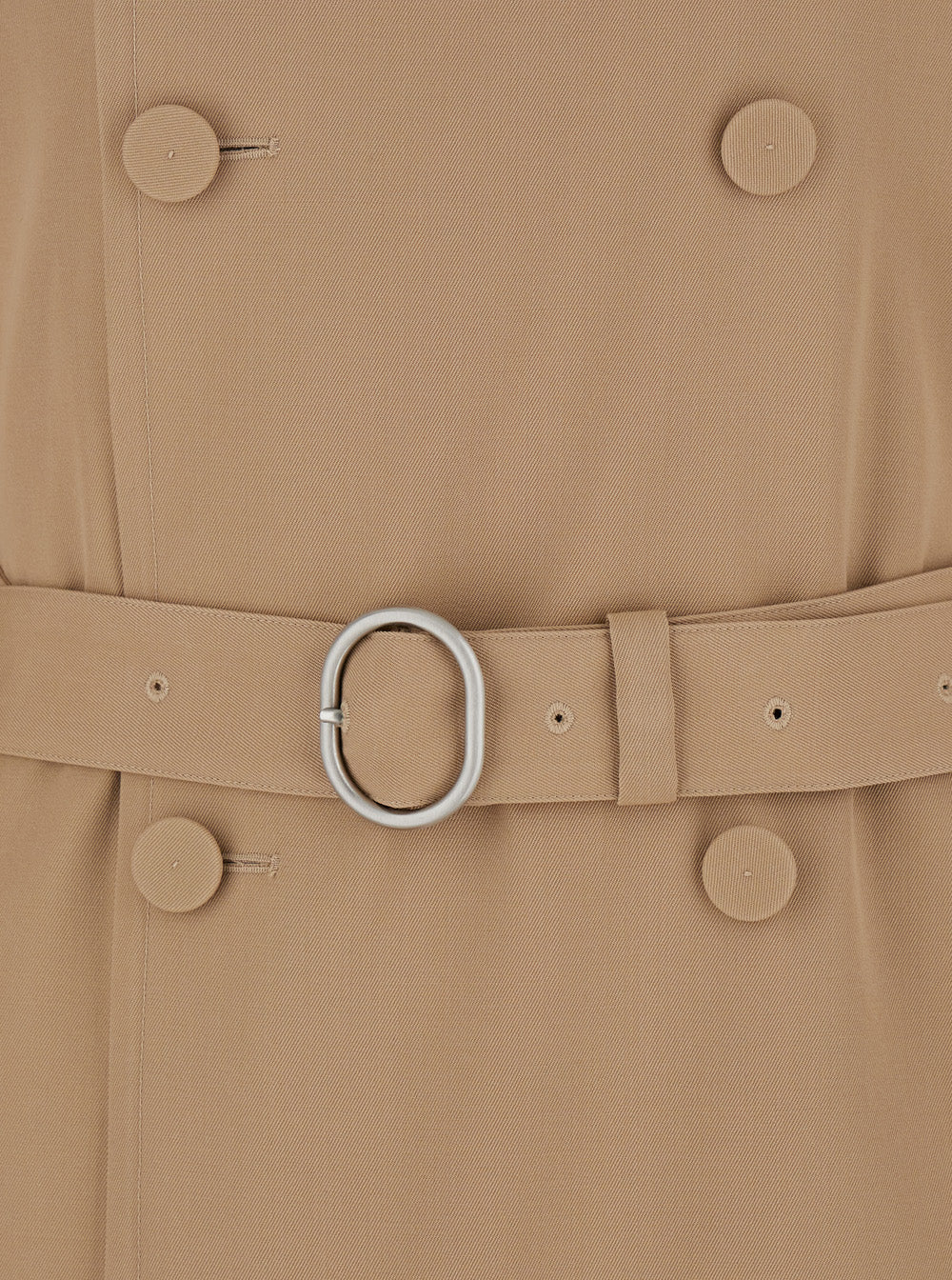 Jil Sander Men Beige Double Breasted Trench With Belt In Wool Man