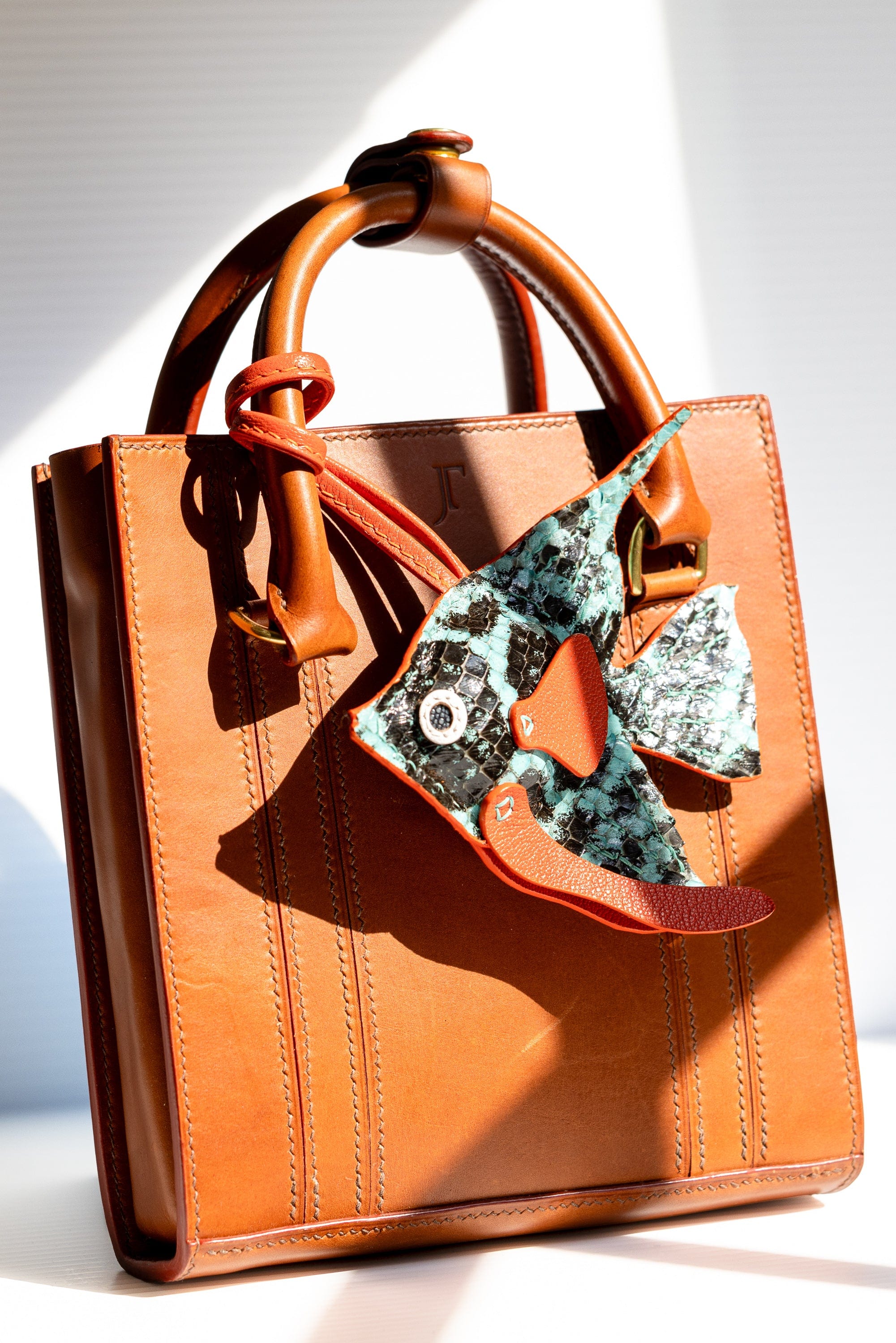 Fish Girl Summer Handbag Charm - Glazed Light Blue Anaconda