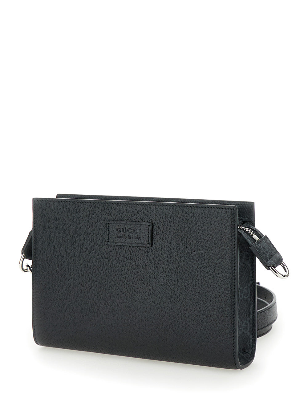 Gucci Men Super Mini Crossbody Bag With Logo Patch In Leather Man
