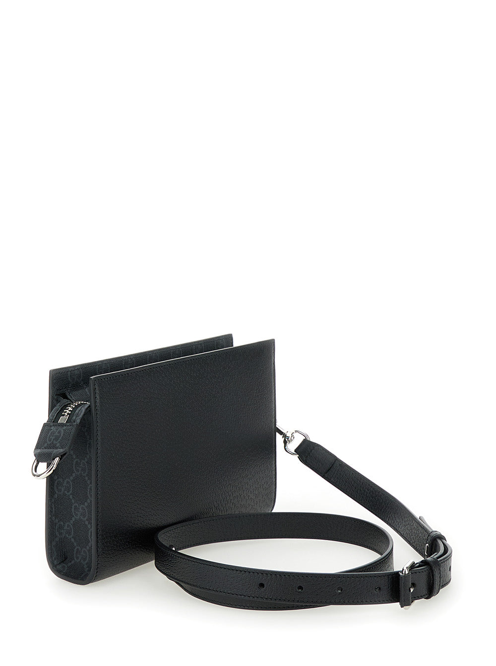 Gucci Men Super Mini Crossbody Bag With Logo Patch In Leather Man