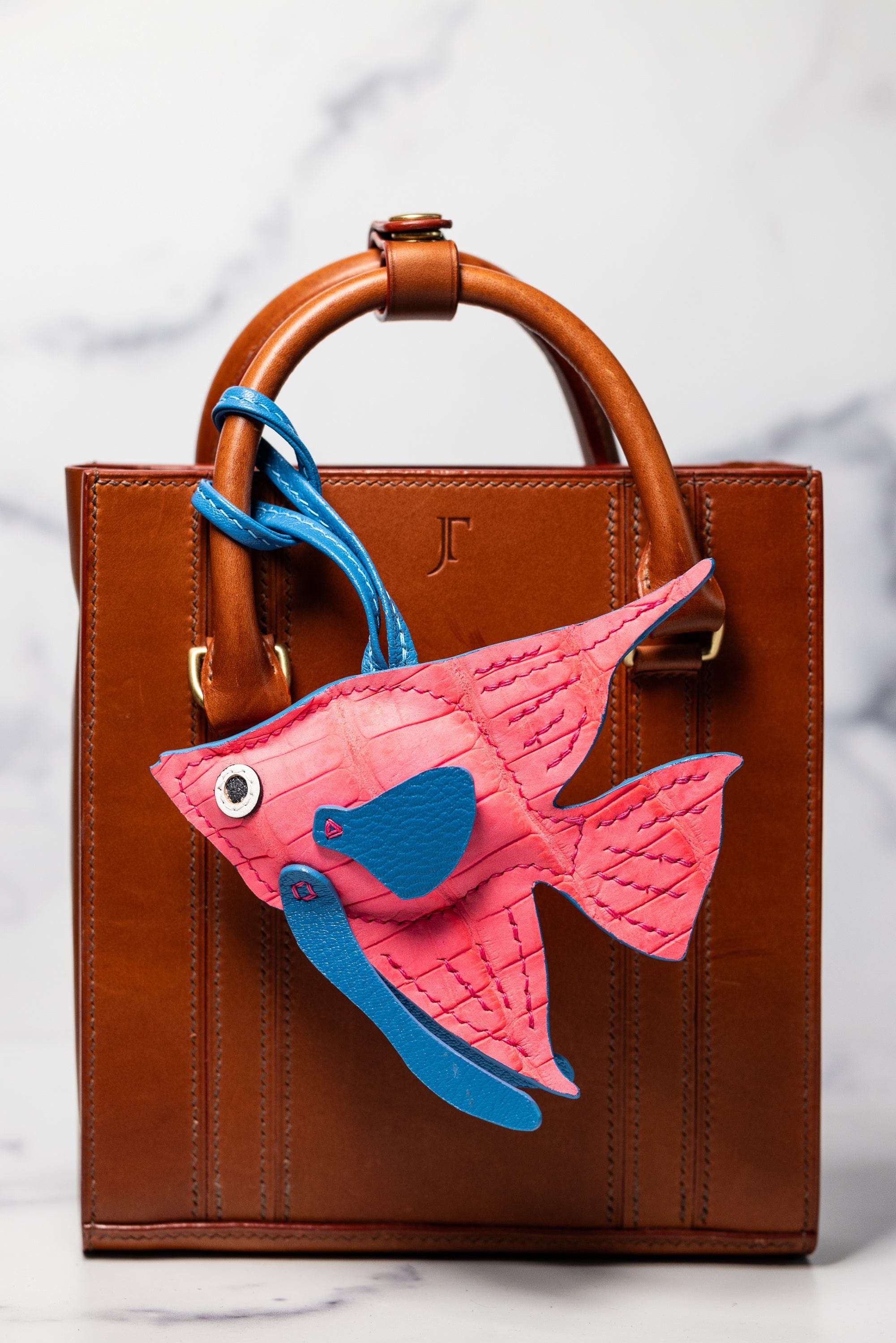 Fish Girl Summer Handbag Charm - Pink Suede Alligator