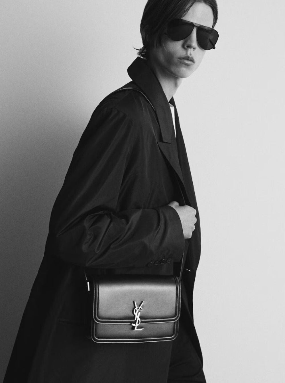 Saint Laurent Men 'Cassandre' Black Messenger Bag With Cassandre Detail In Smooth Leather Men