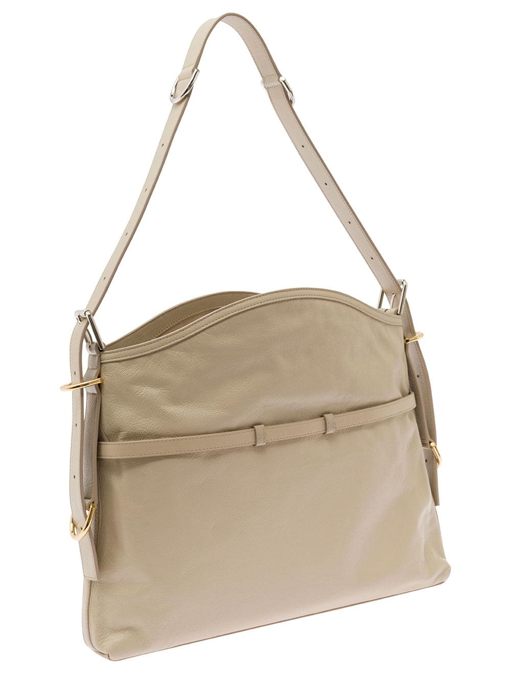 Givenchy Women 'Voyou' Beige Shoulder Bag With Embossed Logo In Smooth Leather Woman