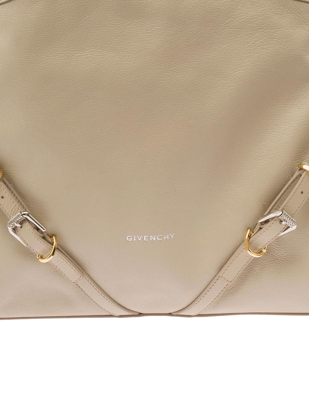 Givenchy Women 'Voyou' Beige Shoulder Bag With Embossed Logo In Smooth Leather Woman