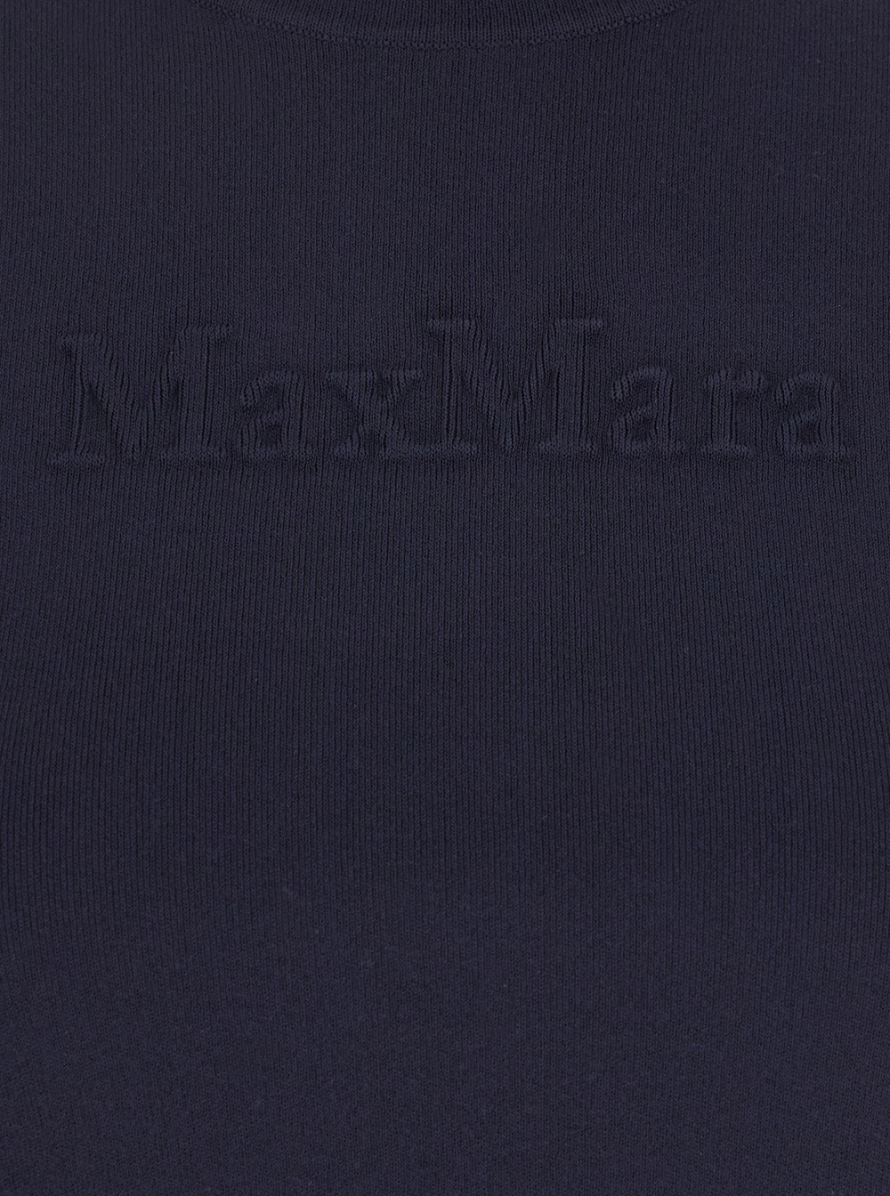 Max Mara Women Blue Crewneck T-Shirt With Tonal Logo Lettering On The Front In Viscose Blend Woman