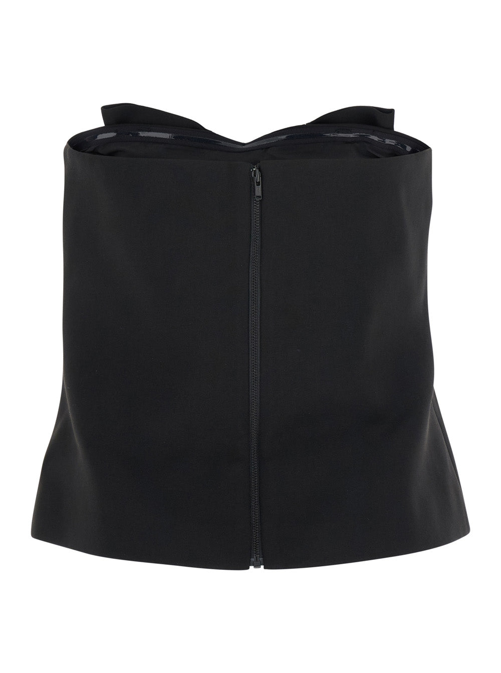 Self-Portrait Women Black Sleeveless Top With Bandeau Neckline In Tech Fabric Woman