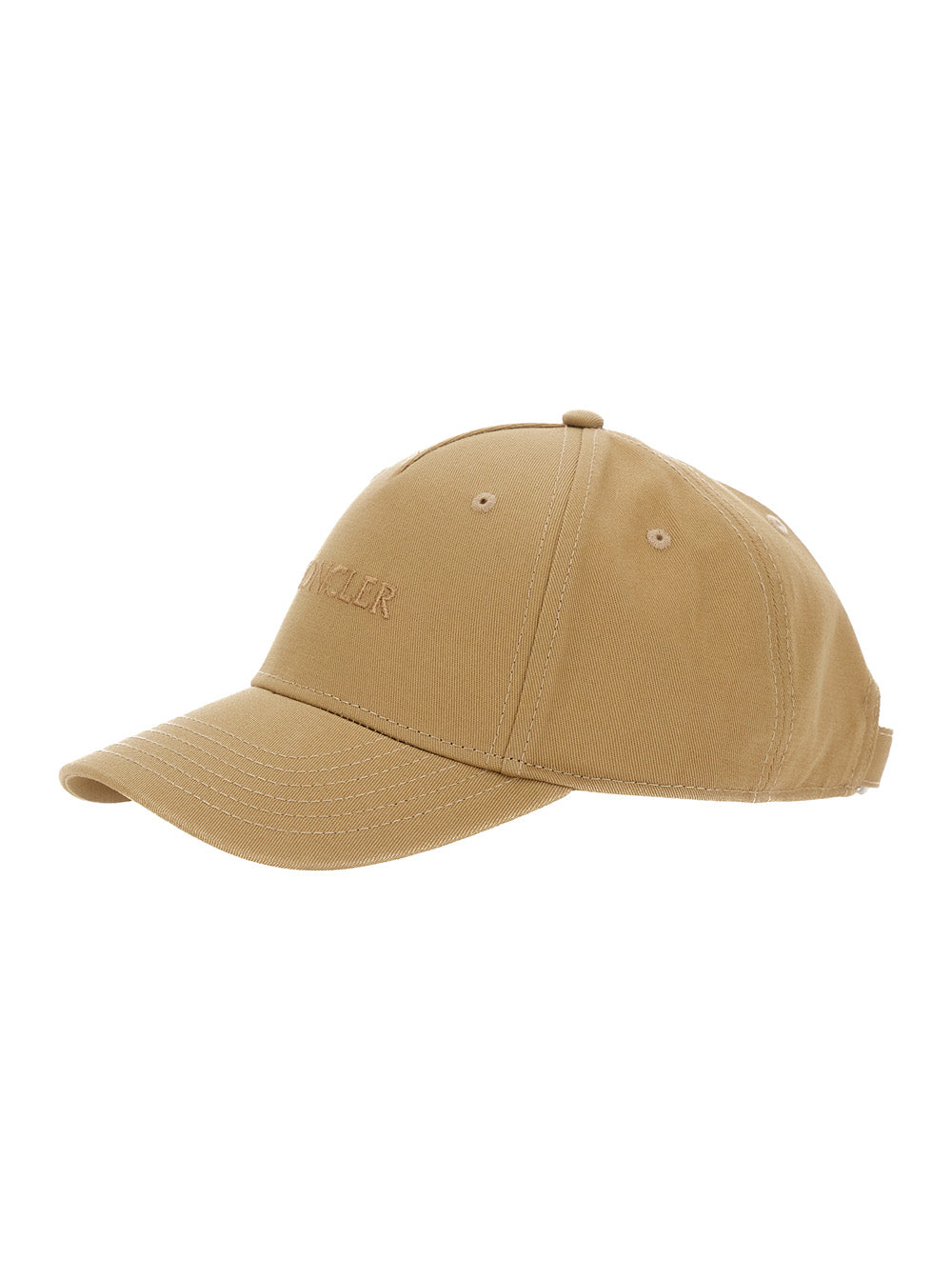 Moncler Women Beige Baseball Cap With Tone On Tone Logo Print In Cotton Woman