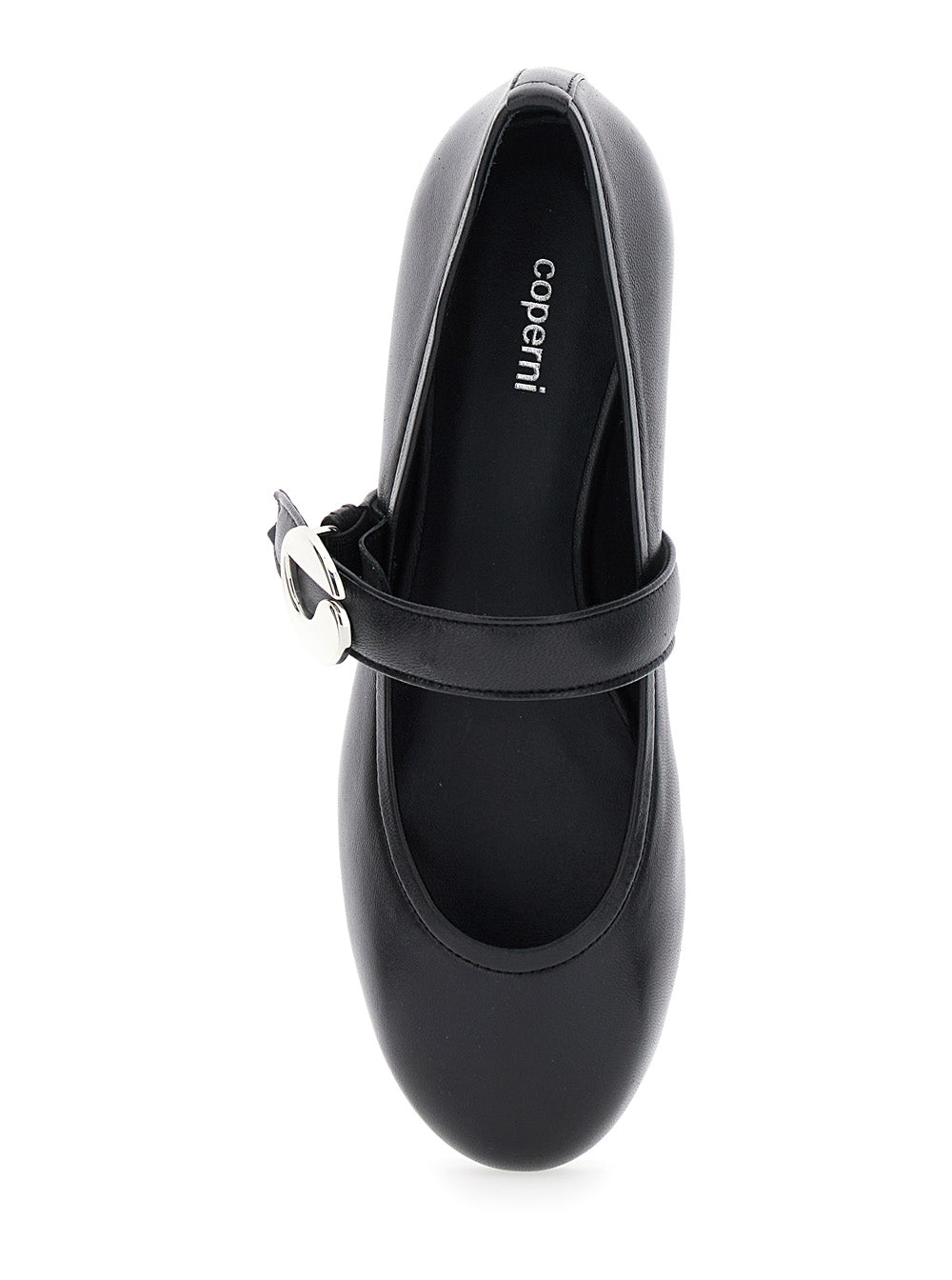 Coperni Women Black Ballerinas With Metallic Logo And Strap In Smooth Leather Woman