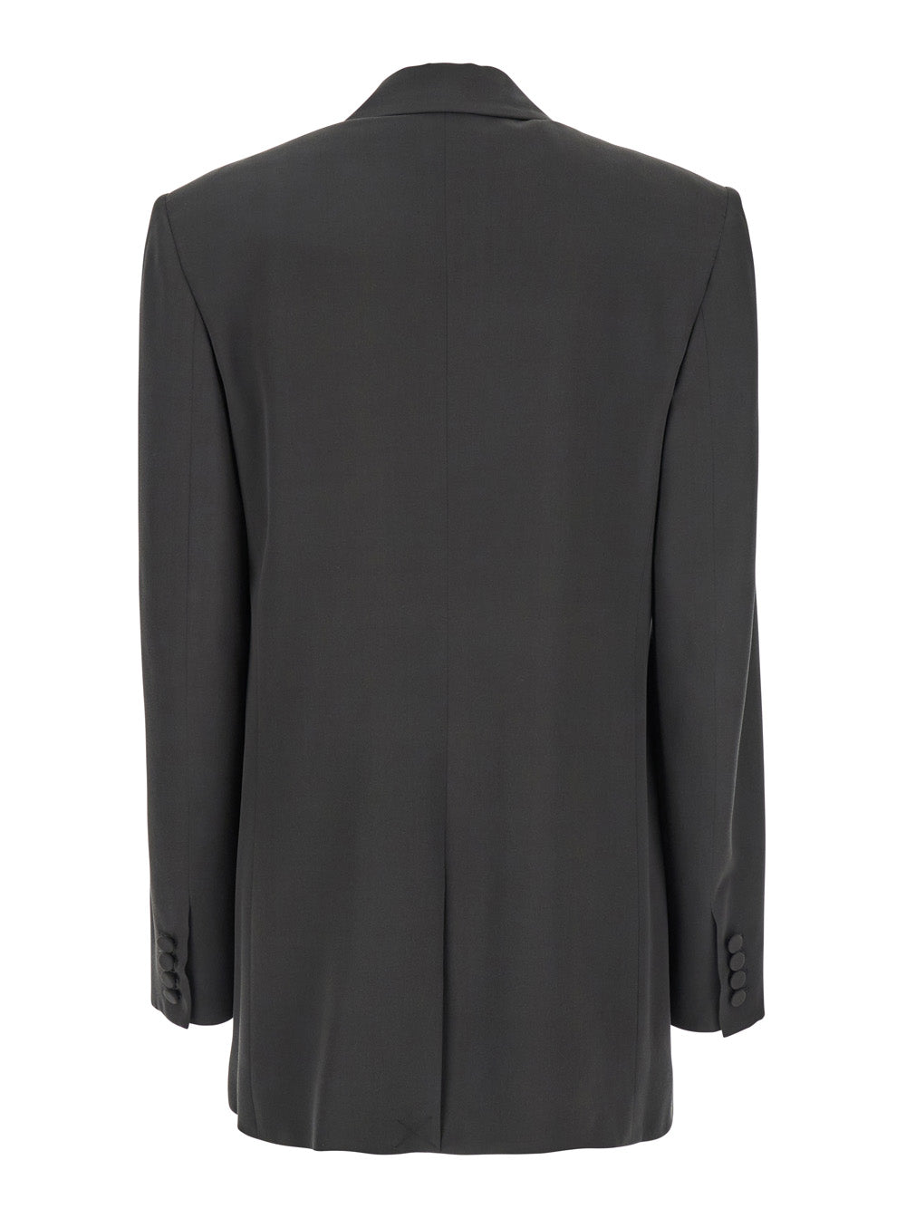Saint Laurent Women Grey Single-Breasted Jacket With Peak Revers In Silk Woman