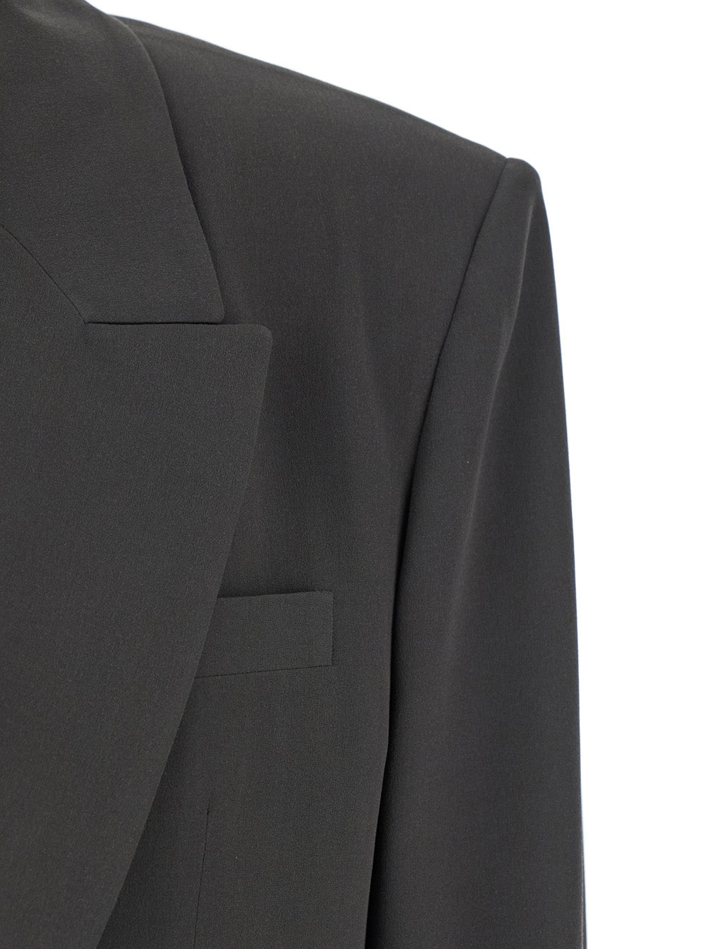 Saint Laurent Women Grey Single-Breasted Jacket With Peak Revers In Silk Woman