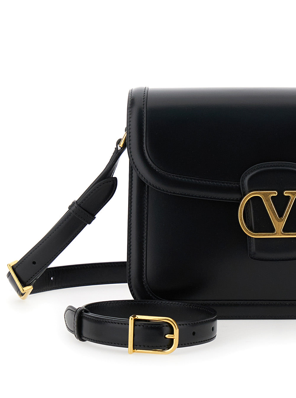 Valentino Garavani Men Black Shoulder Bag With Vlogo Detail On The Front In Leather Man