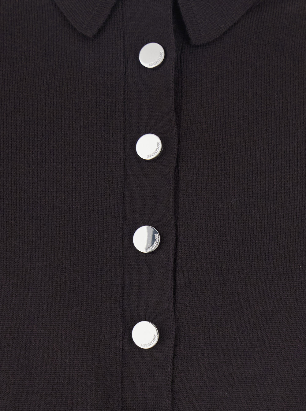 Sportmax Women 'Perseo' Black Cropped Cardigan With Button Down Collar And Ribbed Trims In Wool Woman