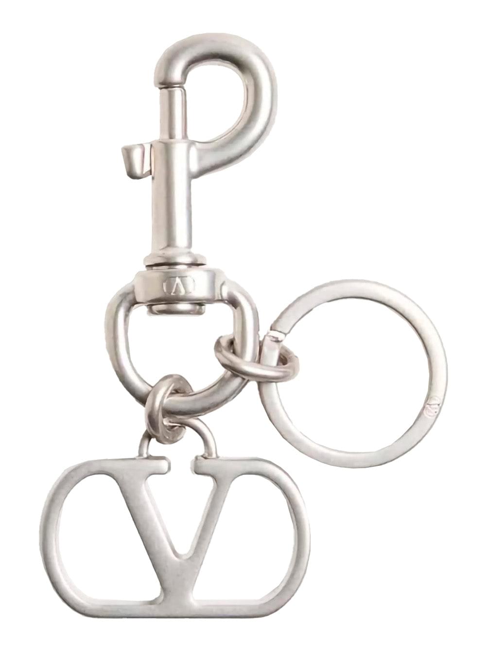 Valentino Garavani Men Metallic Keyring With Vlogo Charm In Brass Man