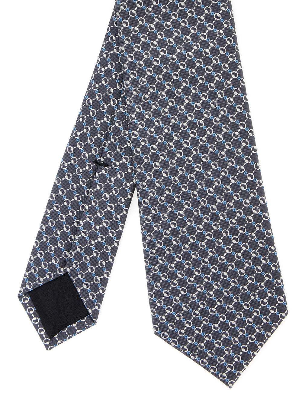 Gucci Men Grey Tie With All-Over Horsebit Print In Silk Man