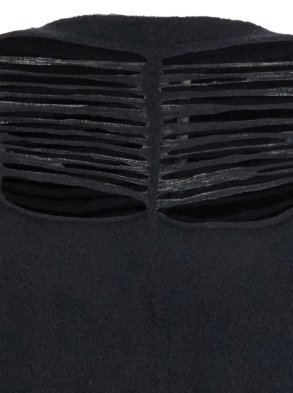Rick Owens Women Black Sweater With Distressed Effect And Cut-Out Details On The Front In Alpaca Blend Woman
