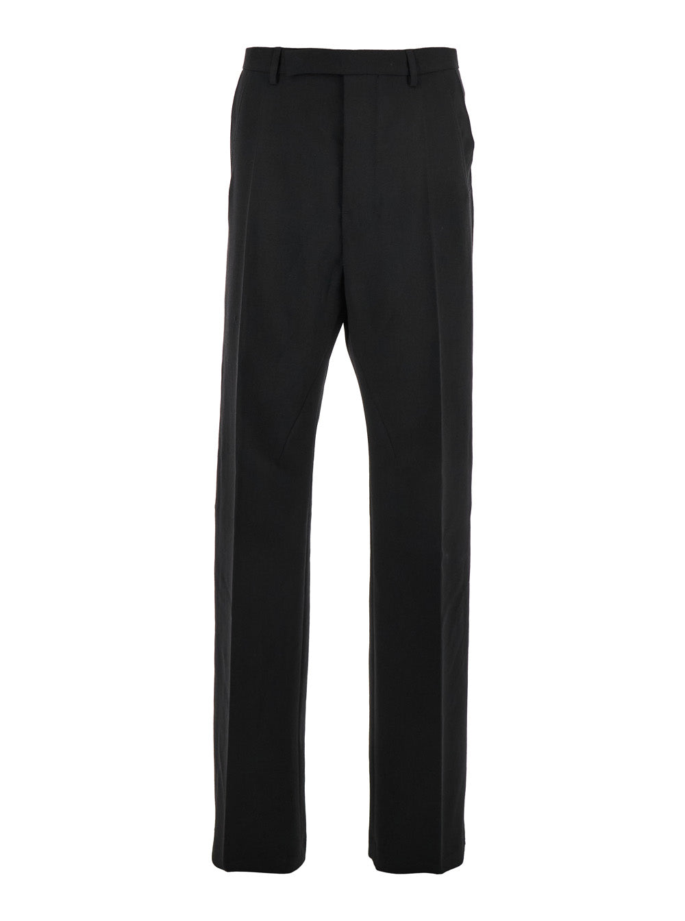 Rick Owens Men 'Geth' Black Tailored Trousers With Belt Loops In Wool Man