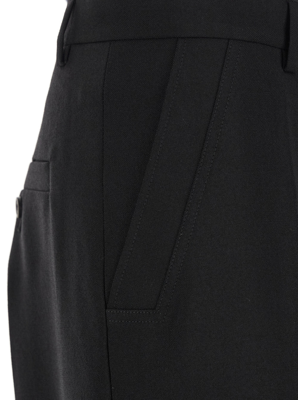 Rick Owens Men 'Geth' Black Tailored Trousers With Belt Loops In Wool Man