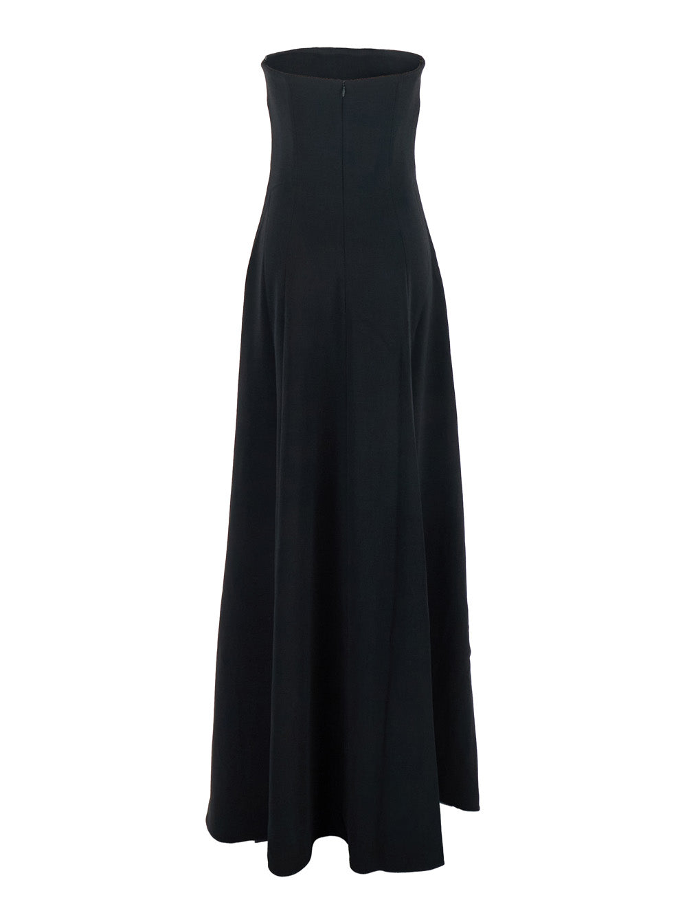 Solace London Women 'Helena' Black Long Dress With Bare Shoulder And Flared Hem In Twill Woman