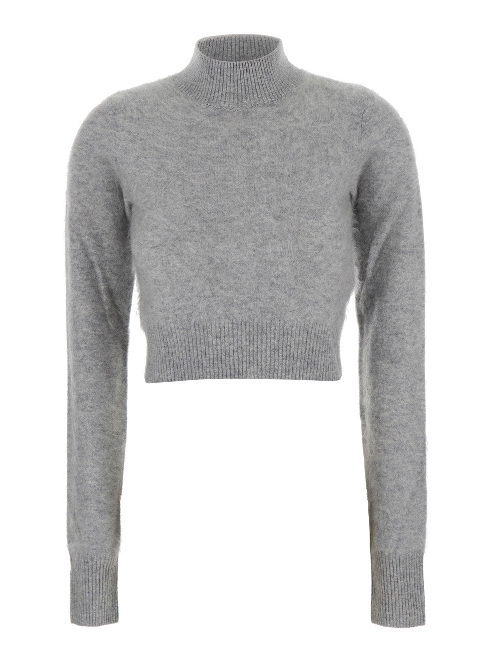 Sportmax Women 'Gubbio' Grey Cropped Sweater With High Neck In Cashmere Woman