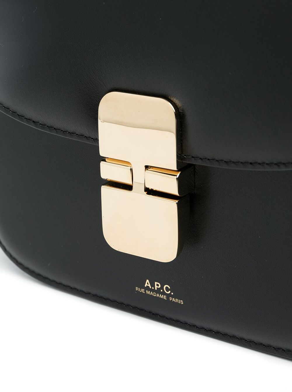 A.P.C. Women 'Grace' Black Mini Crossbody Bag With Adjustable Strap And Logo Lettering Imprinted On The Front In Leather For Women
