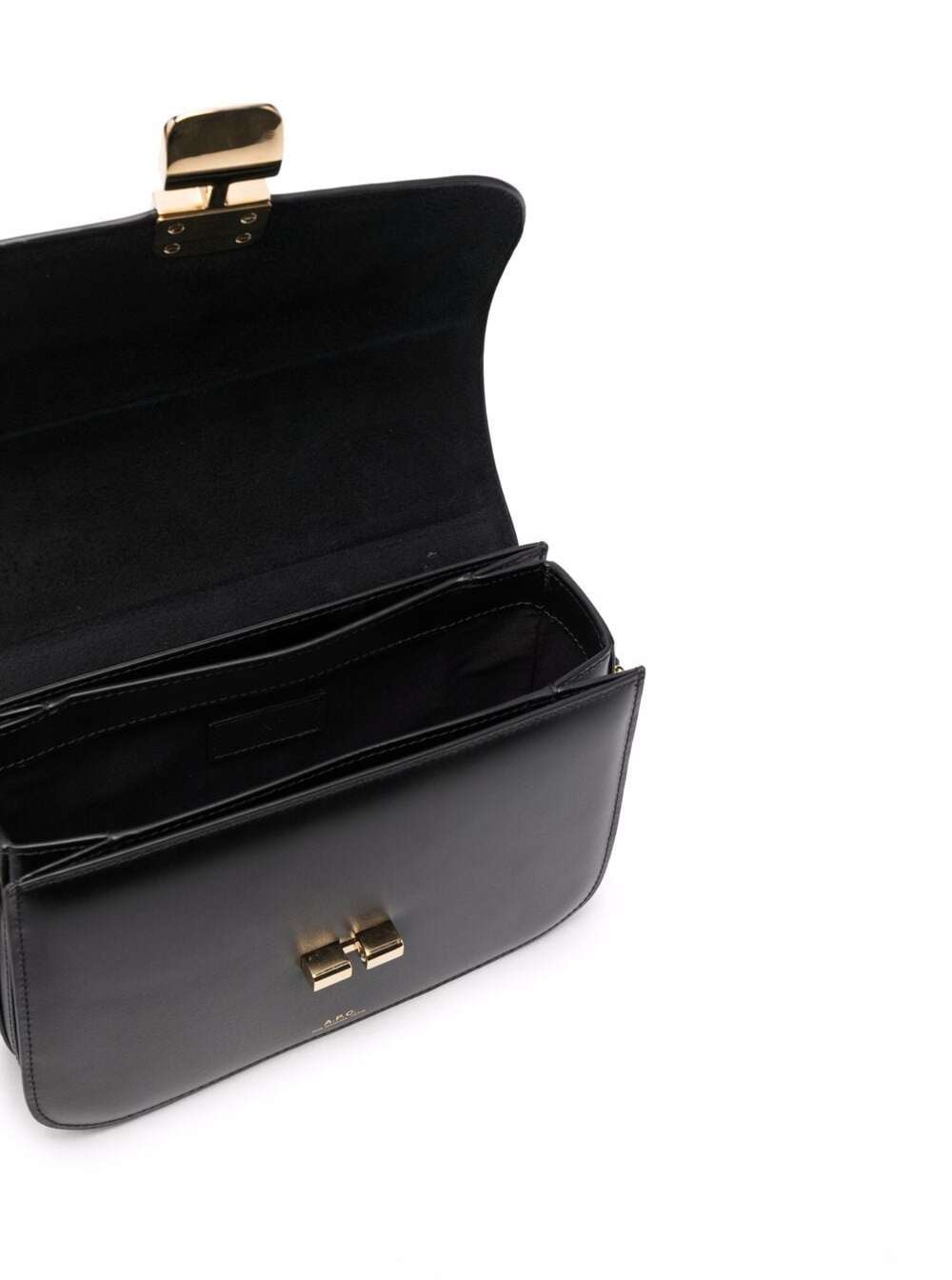 A.P.C. Women 'Grace' Black Small Crossbody Bag With Adjustable Strap And Logo Lettering Imprinted On The Front In Leather For Women
