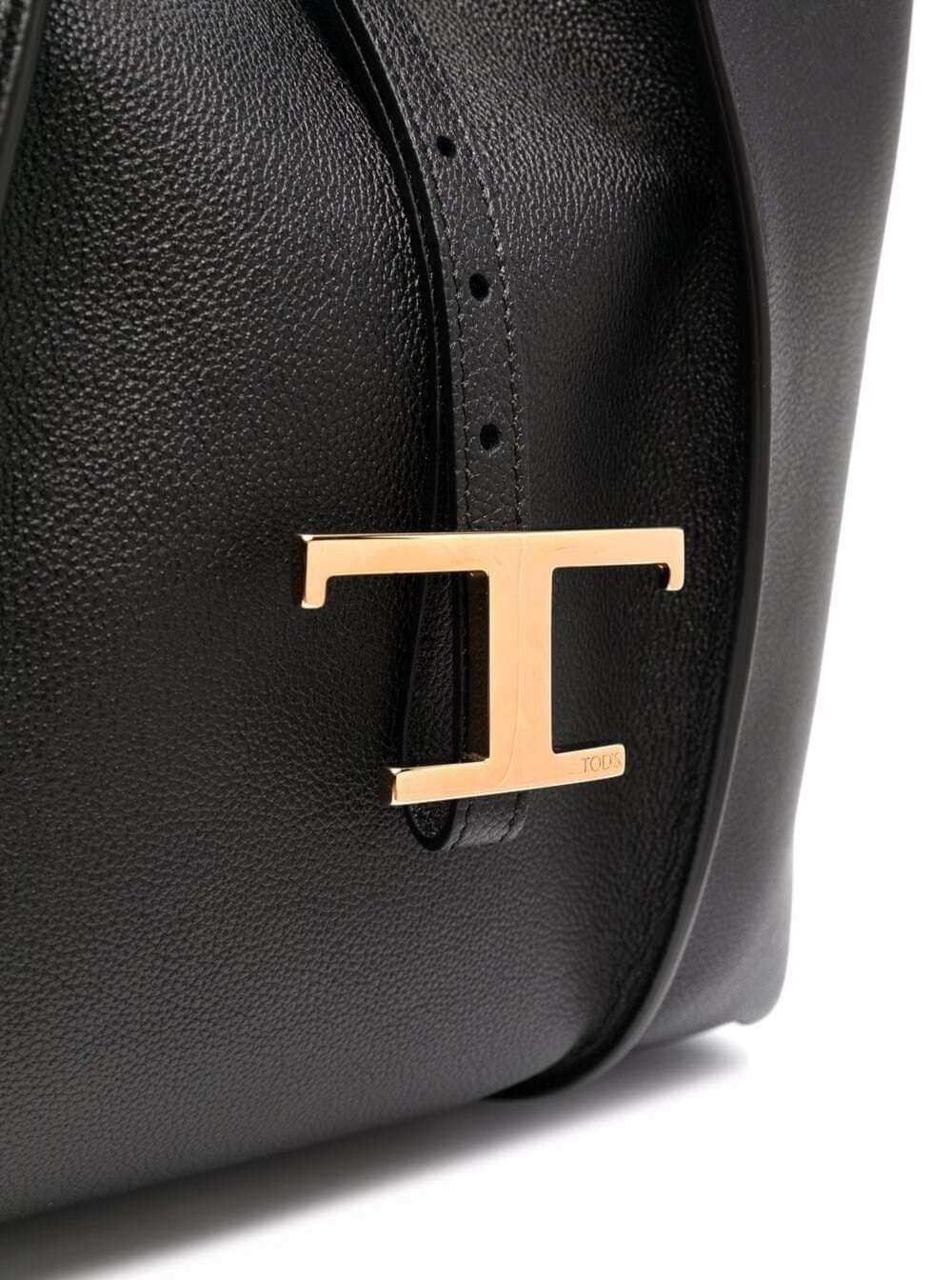 Tod's Women Tote Bag With T Timeless Pendant In Black Leather For Women