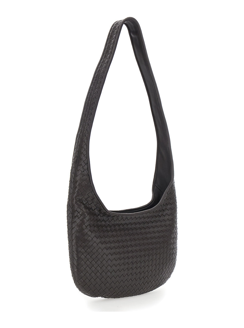 Bottega Veneta Men Brown  Crossbody Bag With Top Zip Closure And Intreccio Motif In Leather For Men