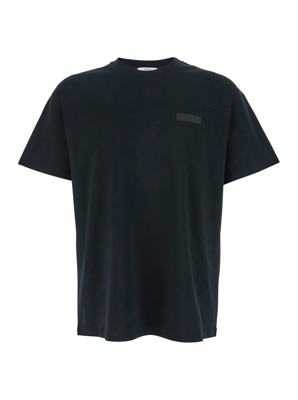Givenchy Men Black T-Shirt With Logo Patch On The Front In Cotton For Men