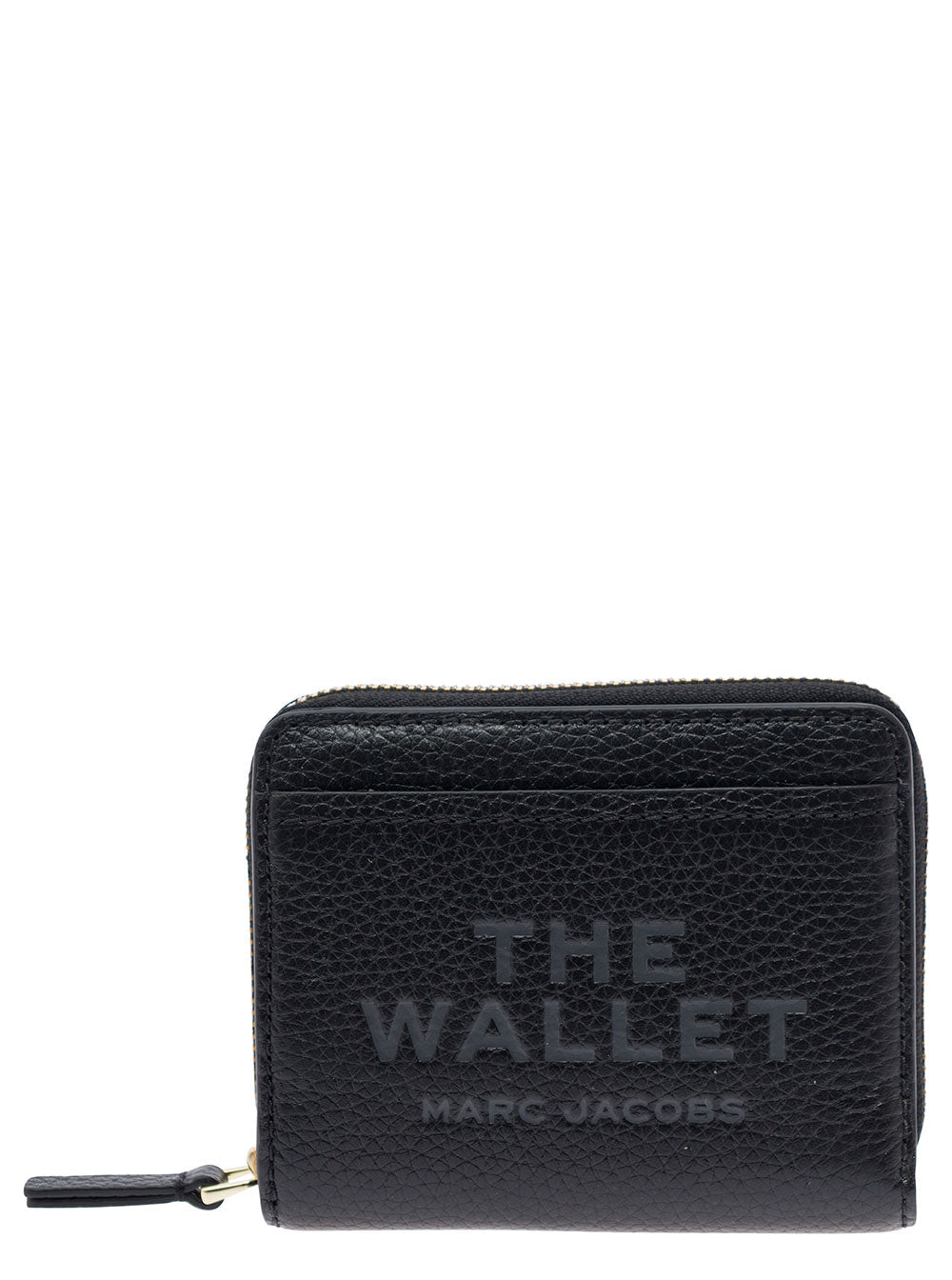 Marc Jacobs Women Wallet 'The Mini' With Engraved Logo On Front In Black Pebbled Leather For Women