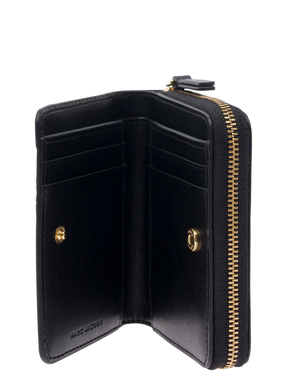 Marc Jacobs Women Wallet 'The Mini' With Engraved Logo On Front In Black Pebbled Leather For Women