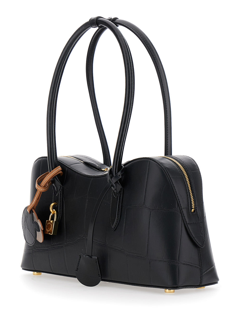 Stella Mccartney Women Medium 'Ryder' Handbag With Lock Detail On Front In Ecoleather Black For Women