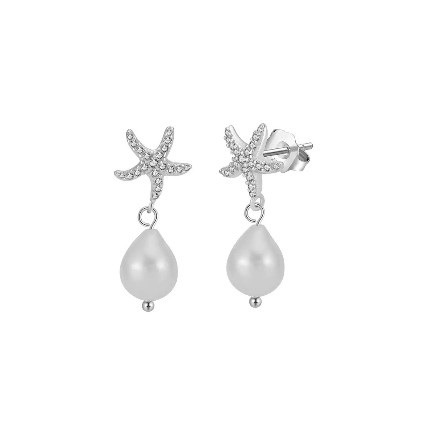 Ocean Star Pearl Drop Earrings
