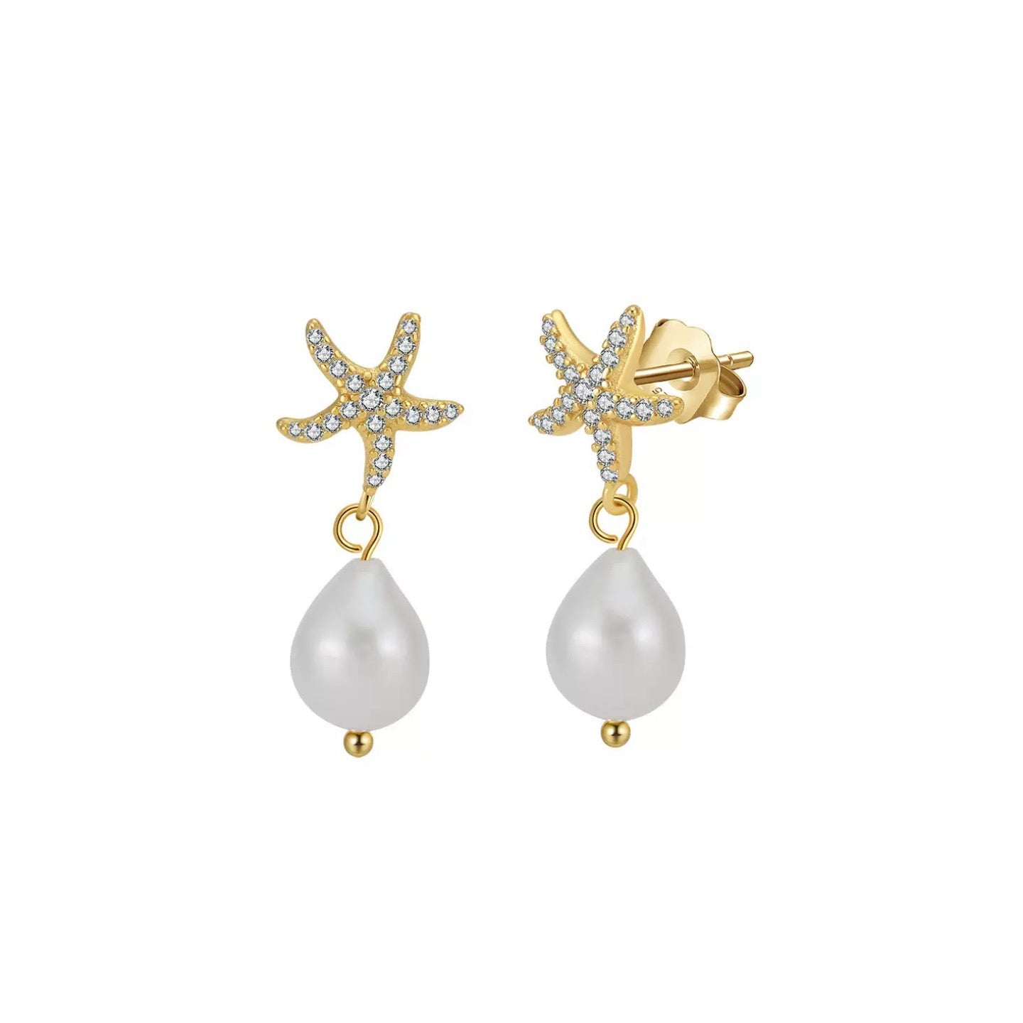 Ocean Star Pearl Drop Earrings
