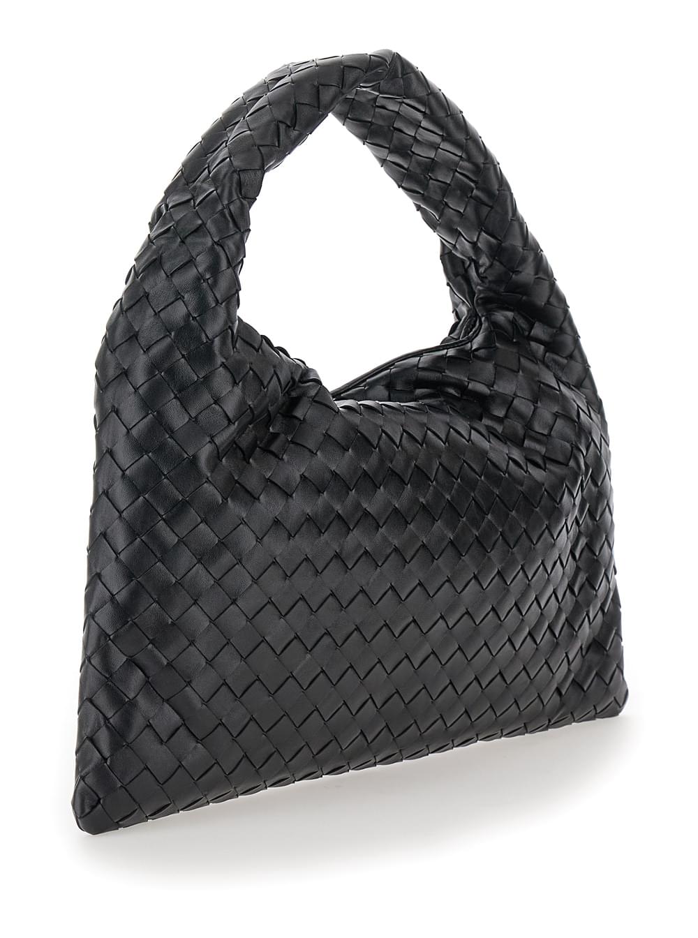 Bottega Veneta Women Shoulder Bag 'Hop Piccola' With Intreccio Motif In Black Leather For Women