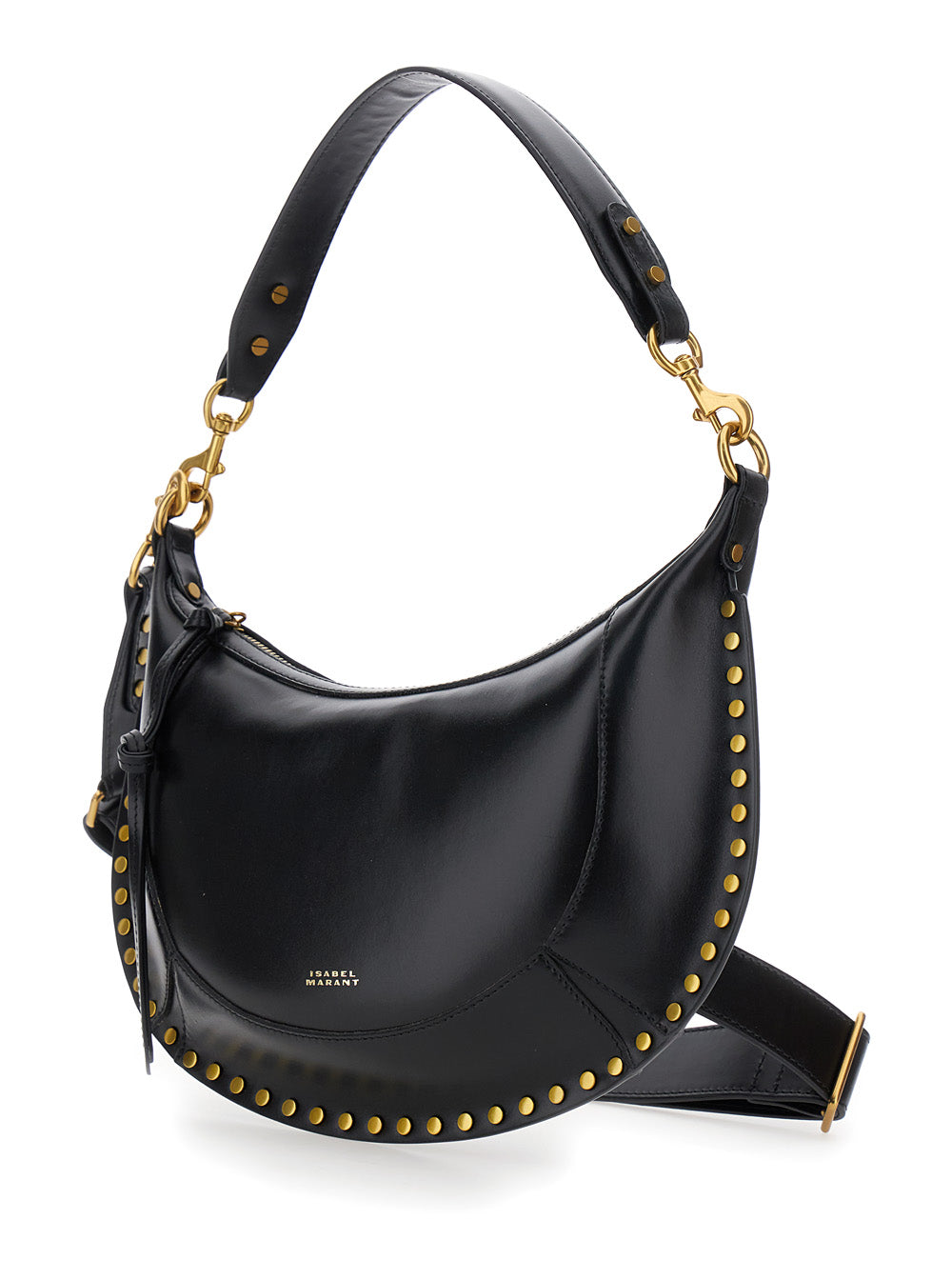 Isabel Marant Women Shoulder Bag 'Naoko' With Removable Strap And Logo Lettering Embossed On The Front In Black Leather For Women