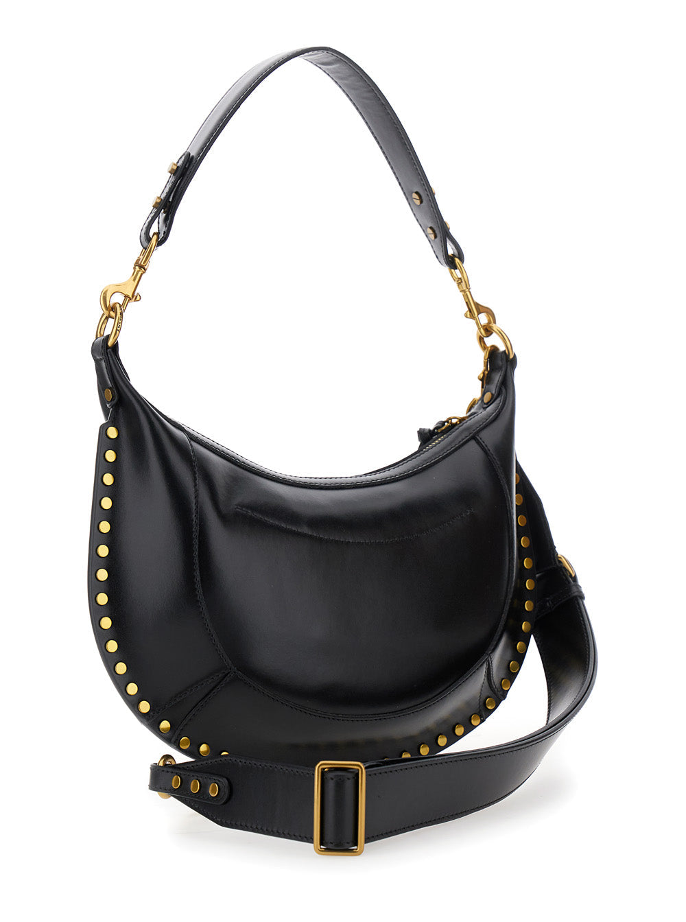 Isabel Marant Women Shoulder Bag 'Naoko' With Removable Strap And Logo Lettering Embossed On The Front In Black Leather For Women