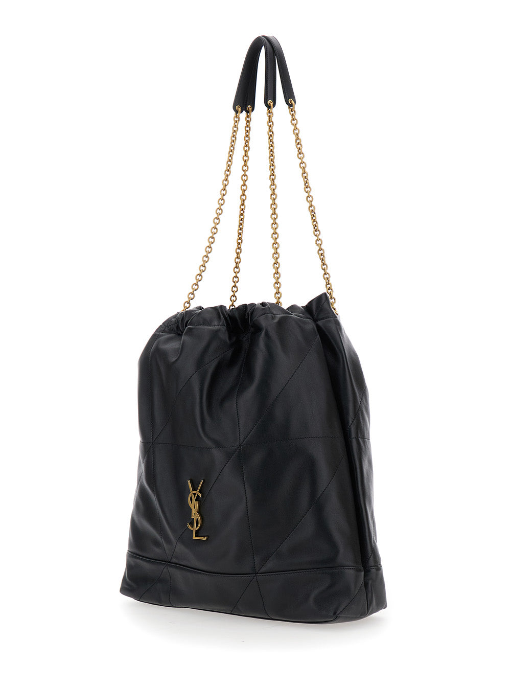 Saint Laurent Women Crossbody Bag 'Jamie' With Two Top Handles With Chain And Cassandre Plate On The Front In Black Leather For Women