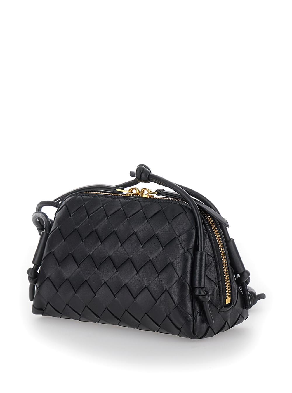 Bottega Veneta Women Crossbody Bag 'Concert' With Intreccio Motif In Black Leather For Women