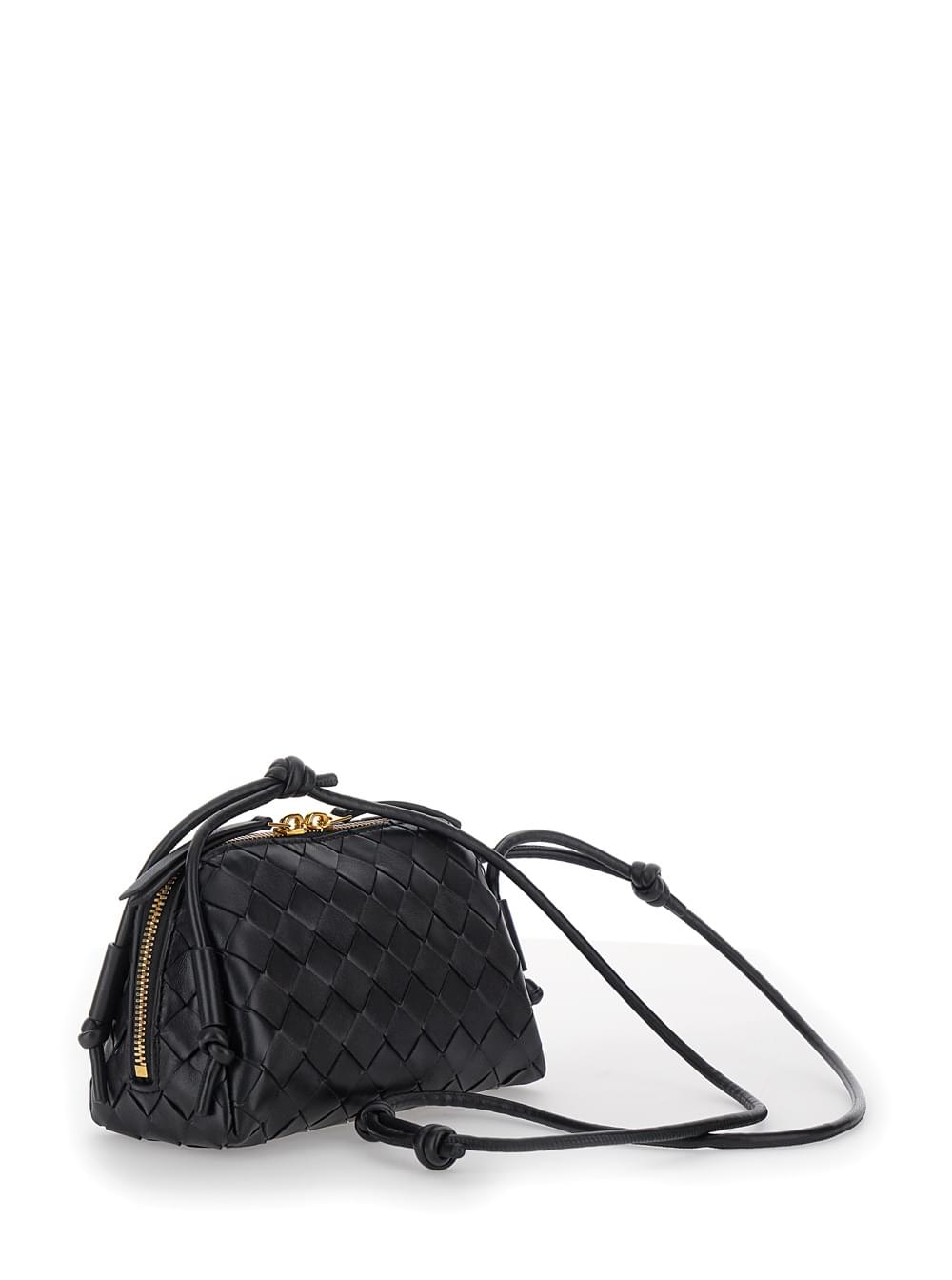 Bottega Veneta Women Crossbody Bag 'Concert' With Intreccio Motif In Black Leather For Women