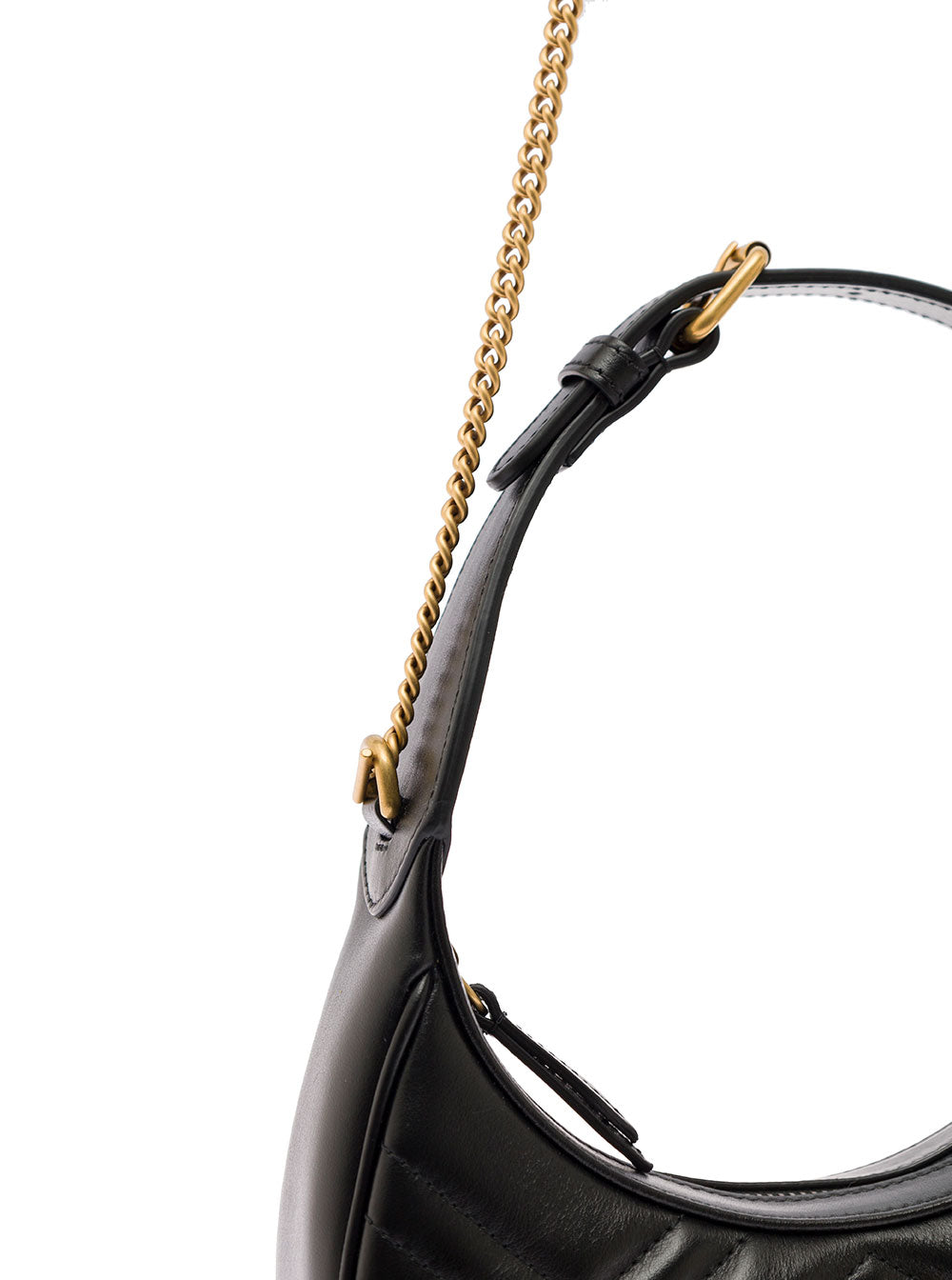 Gucci Women Shoulder Bag 'Gg Marmont' In Black Chevron Leather For Women